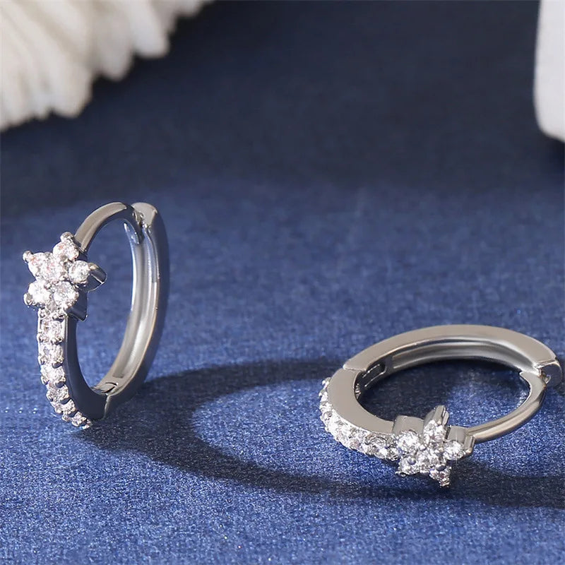 Créoles Étoile Serties - CRISTAL & ZIRCON