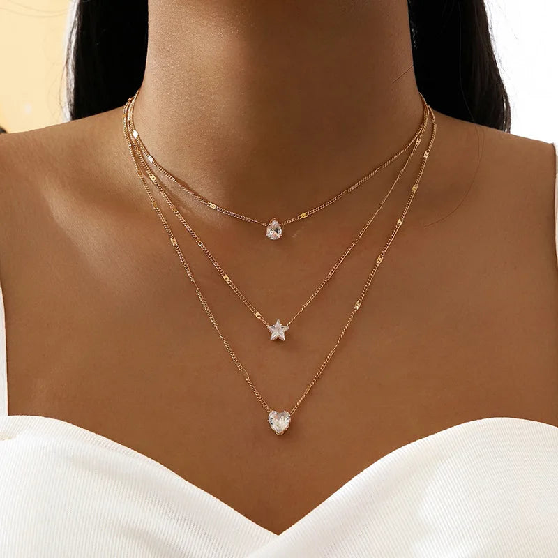 Collar Triple con Circonitas - CRISTAL & ZIRCON