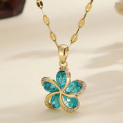 Collier Pendentif Fleur Saphir - NAWARA